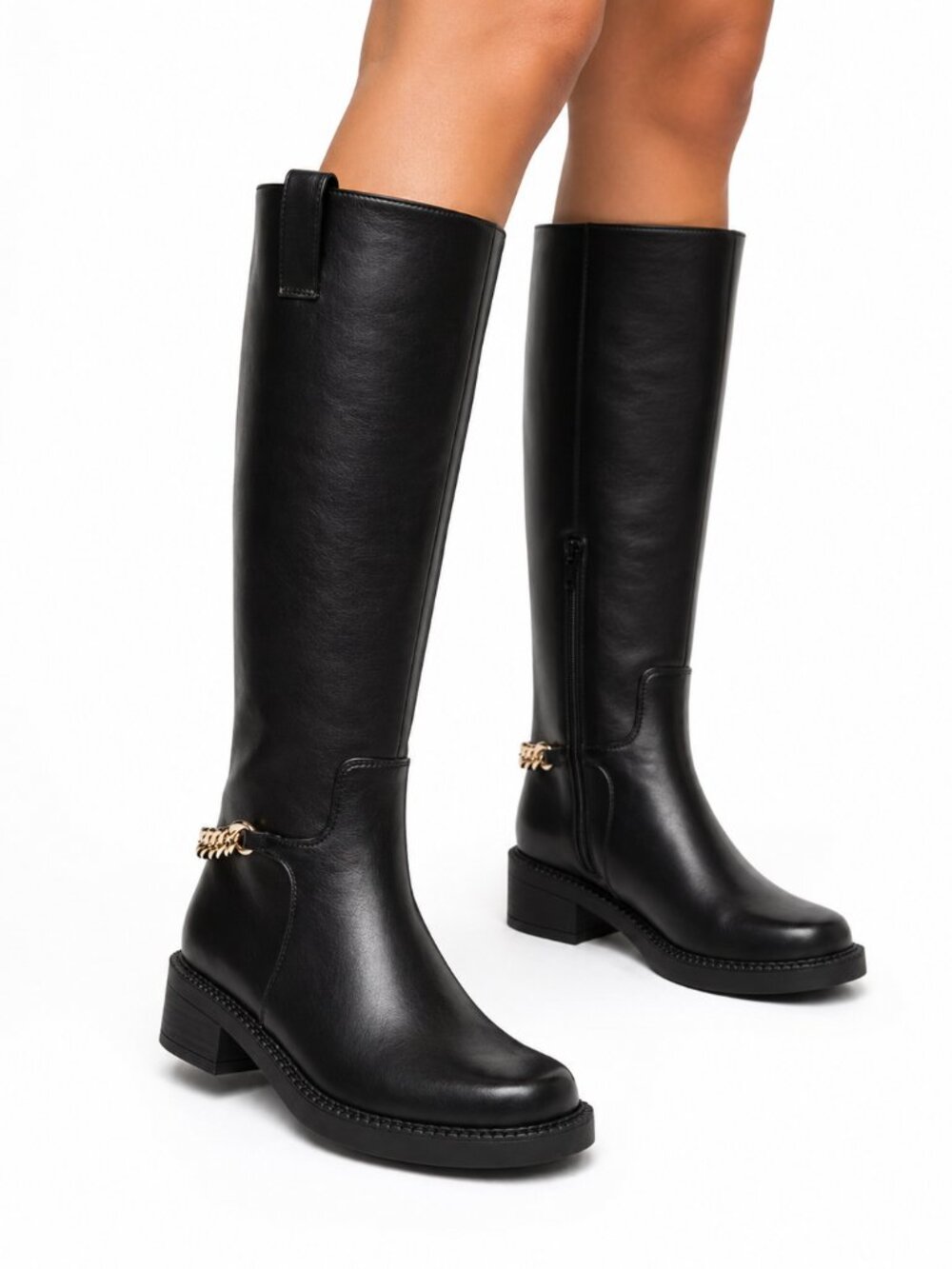 A New Day Women’s Bobbi Boots Mid-Calf Block Heel Memory Foam Size 6–11 Black